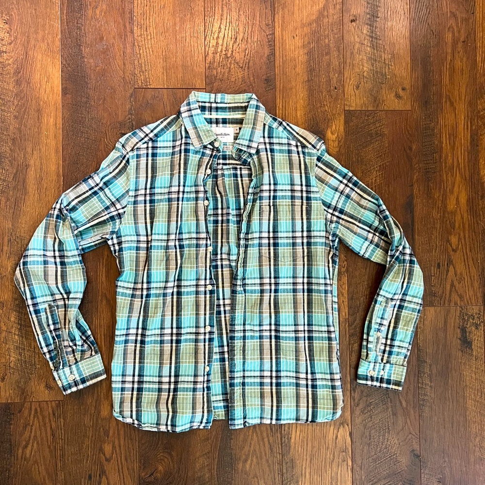 Thick Plaid Flannel- Green and Blue